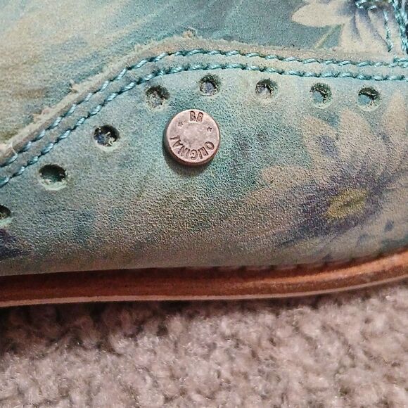 Steve Madden original style Prosper leather blue floral print shoes Sz 8 - Picture 7 of 9